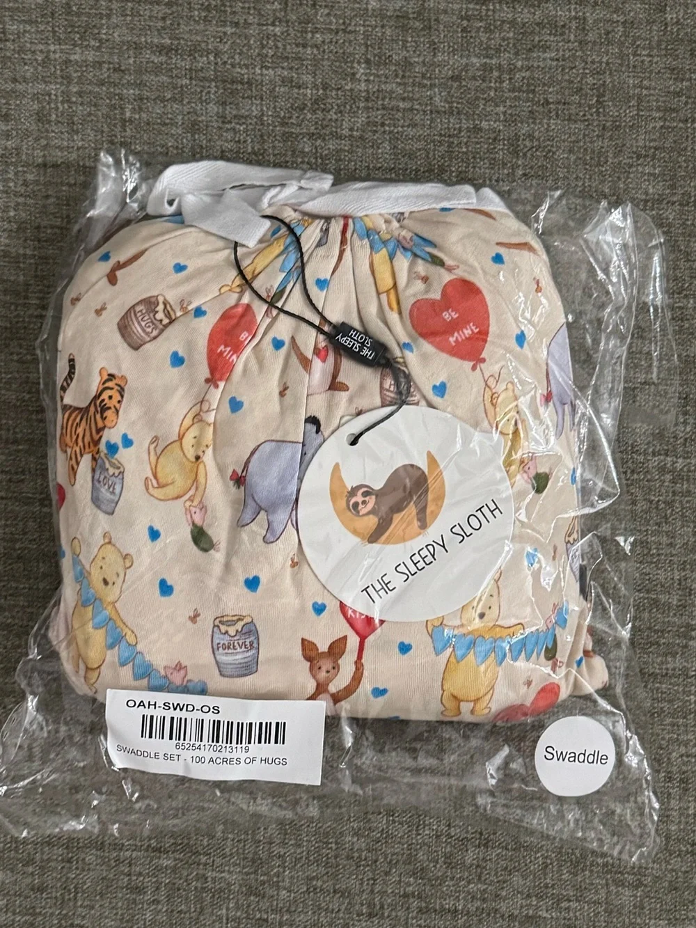 The Sleepy Sloth NIB NWT 100 Acres of Hugs Winnie The Pooh Swaddle